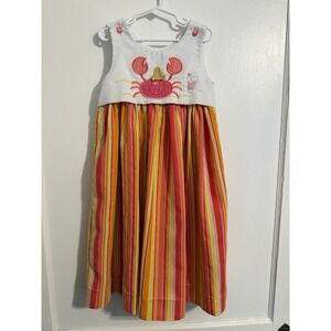 Girls summer embroidered crab dress 6x